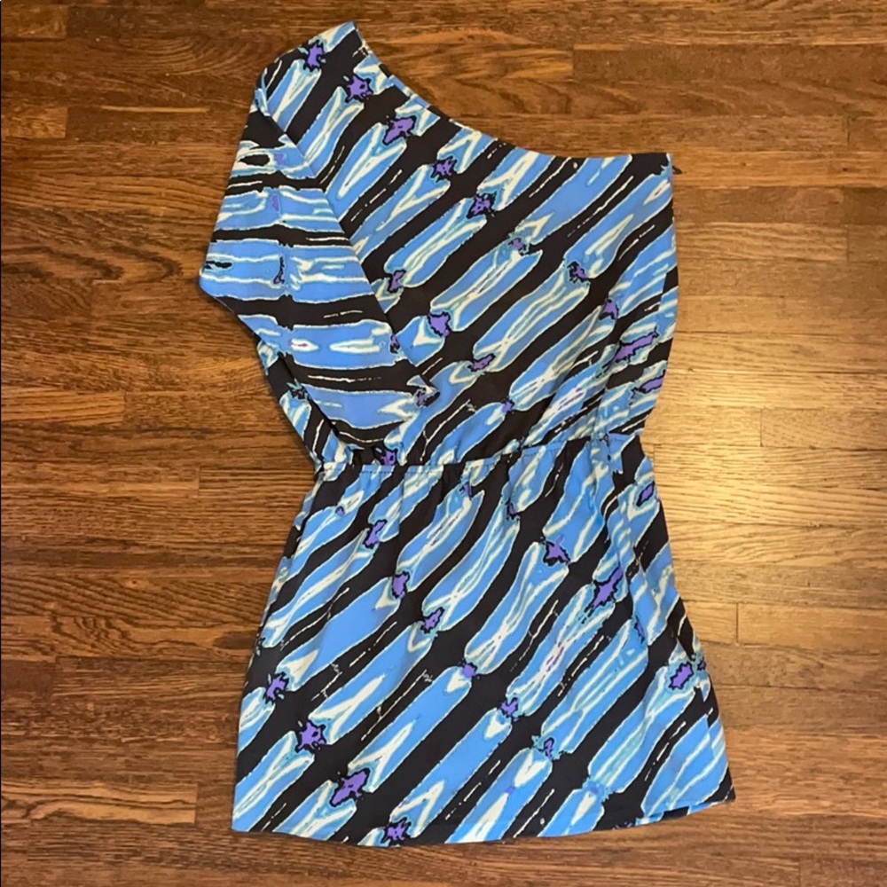 Tibi Blue Print One Shoulder Dress - Sz 0